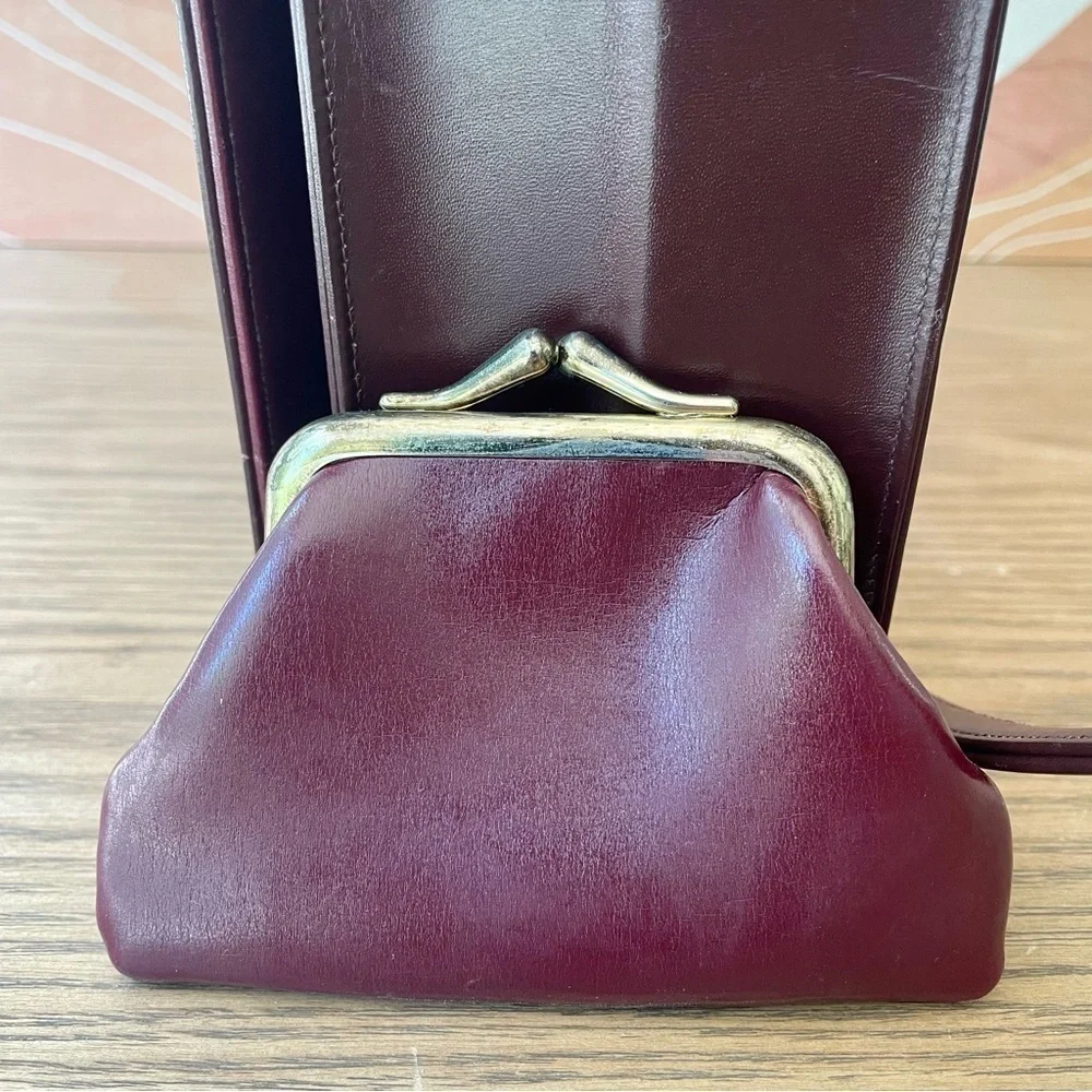 Dior Vintage 30 Montaigne Clutch Shoulder Bag Leather Bordeaux + Coin Purse - Picture 7 of 13